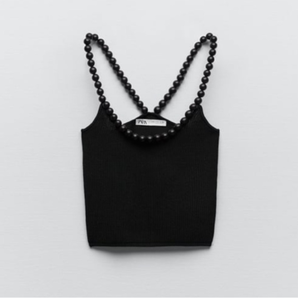 Zara Pearl strap black top